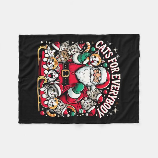誰もがおもしろい醜いクリスマスのクリスマスのための猫おもしろいたち フリースブランケット (正面(横))