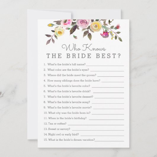 誰もがときめく おしゃれなシャワーゲームカード 招待状 (正面)