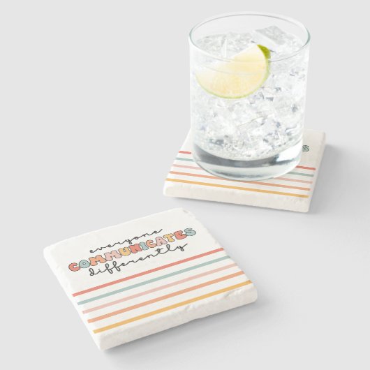 誰もがカラフル異なるコミュニケーションを取る ストーンコースター (横)