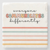 誰もがカラフル異なるコミュニケーションを取る ストーンコースター (正面)