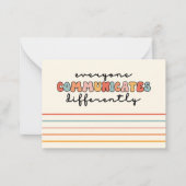 誰もがカラフル異なるコミュニケーションを取る ノートカード (正面)