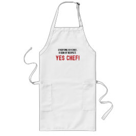 誰もがシェフであり、尊敬の印。Yesシェフ ロングエプロン