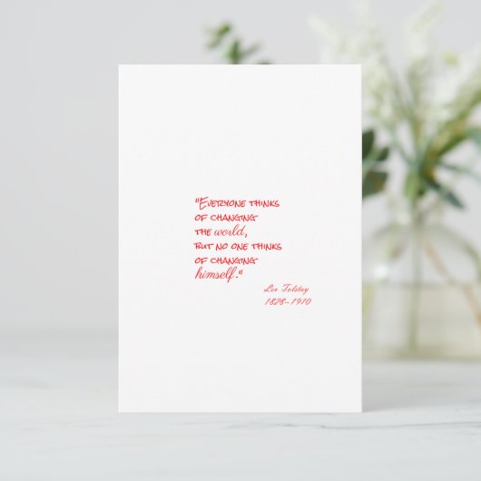 「誰もが世界を変えたいと思っているが、誰も自分自身を変えることまでは考えていない。」 出欠カード (スタンド正面)