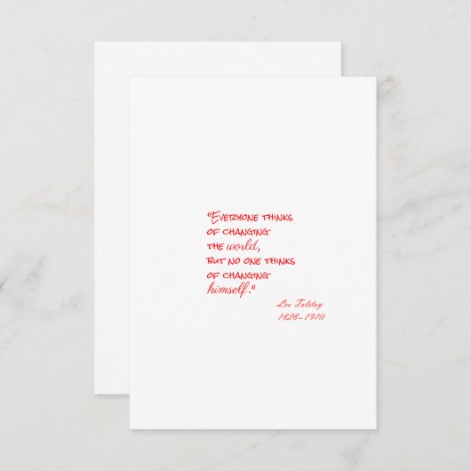 「誰もが世界を変えたいと思っているが、誰も自分自身を変えることまでは考えていない。」 出欠カード (正面/裏面)