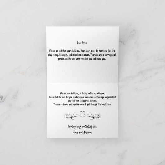 誰もが子供に心地よいの同情カードを必要とする カード (内部)