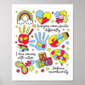 誰もが異なる自閉症の月のオート通信 ポスター (正面)