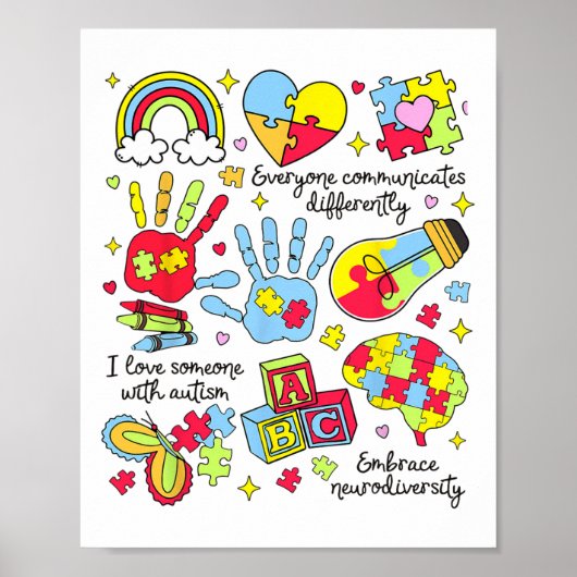 誰もが異なる自閉症の月のオート通信 ポスター (正面)
