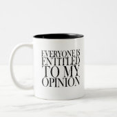 誰もが私の意見を述べる権利がおもしろいある ツートーンマグカップ (左)