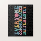 誰もが自閉症意識を異なる方法で伝える ジグソーパズル (縦)