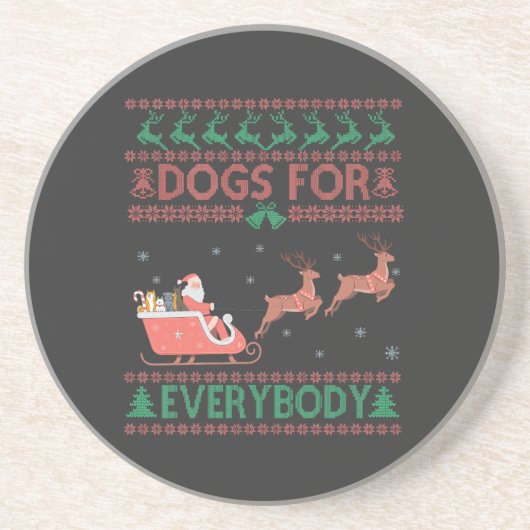 誰もが醜いクリスマスセおもしろいーターのための犬 コースター (正面)