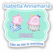 誰もカスタム幸せな豚を見ていないようなダンス シール (正面)