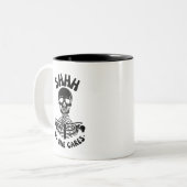 誰もスケルトン気にハロウィーンの暗いユーモア ツートーンマグカップ (正面左)