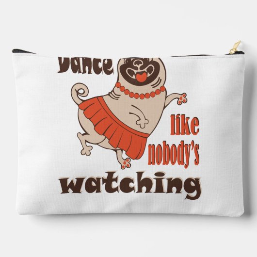 誰もパグ犬を見ていないようガーリーに踊る アクセサリーポーチ (裏面)