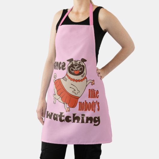 誰もパグ犬を見ていないようガーリーに踊る エプロン (インサイチュ)