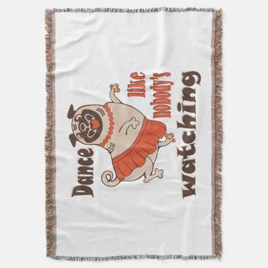 誰もパグ犬を見ていないようガーリーに踊る スローブランケット (正面縦)