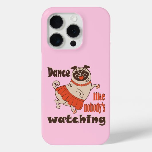 誰もパグ犬を見ていないようガーリーに踊る Case-Mate iPhoneケース (裏面)