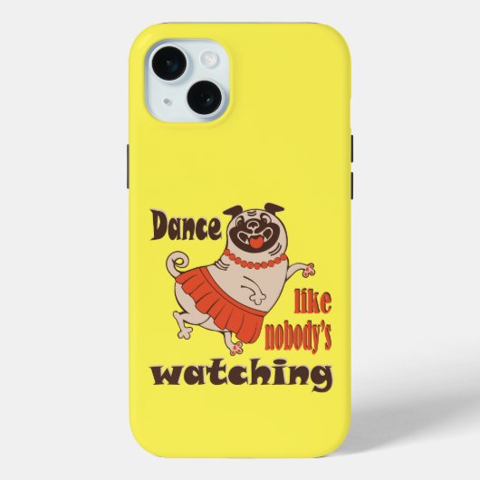 誰もパグ犬を見ていないようガーリーに踊る Case-Mate iPhoneケース (裏面)
