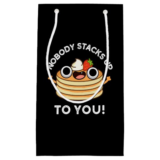 誰もパンケーキプンおもしろいダークBG スモールペーパーバッグ (正面)