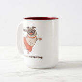 誰もプグの女の子を見ていないようなダンス ツートーンマグカップ (正面左)