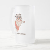 誰もプグの女の子を見ていないようなダンス フロストグラスビールジョッキ (正面左)