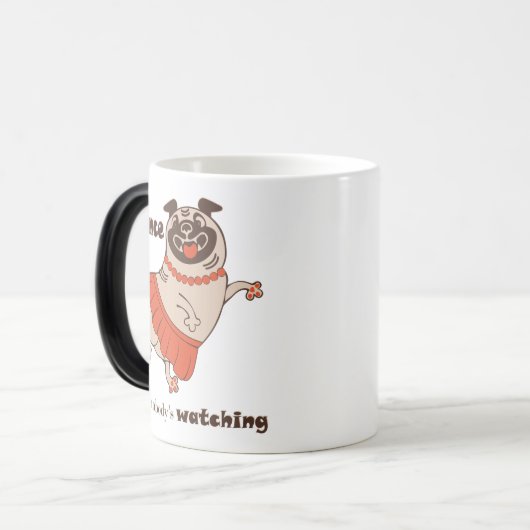 誰もプグの女の子を見ていないようなダンス モーフィングマグカップ (正面左)