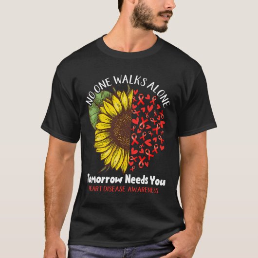 誰も一人じゃない明日が必要 Heart Disease Nobody Walks Alone Tom Tシャツ (正面)
