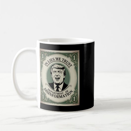 "誰も信じるな" - トランプ氏風お札パロディ _1 コーヒーマグカップ (左)