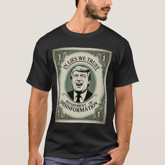 “誰も信じるな” トランプ ノート パロディ _1 Tシャツ (正面)