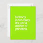 誰も優先事項忙しの問題にあまりにも多くないV ポストカード (正面/裏面)