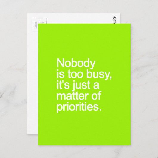 誰も優先事項忙しの問題にあまりにも多くないV ポストカード (正面/裏面)