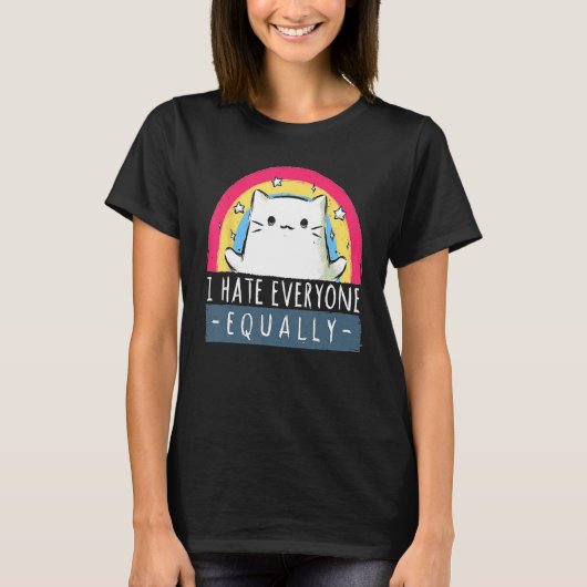 誰も同じくらい嫌い レインボーキャット Tシャツ (正面)