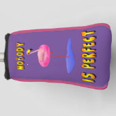 誰も完璧ではない – フラミンゴとスイミングリング ゴルフヘッドカバー (正面)