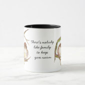 誰も家族の引用文、かわいい鳥のスパローマグ好き マグカップ (中央)