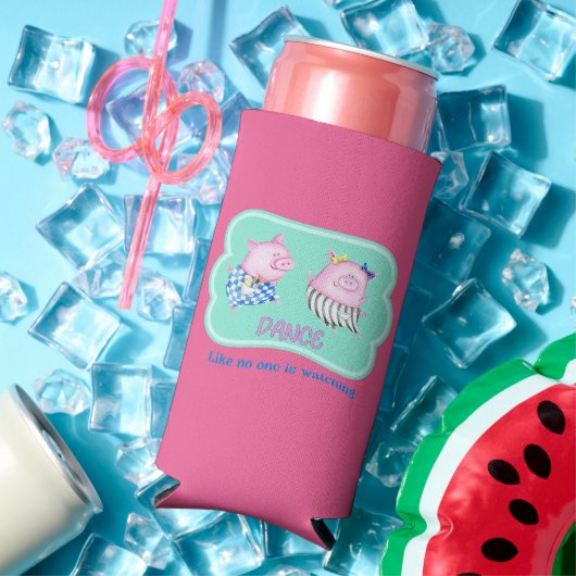 誰も幸せな踊り豚を見ていないようなダンス スリム缶クーラー (インサイチュ 夏)