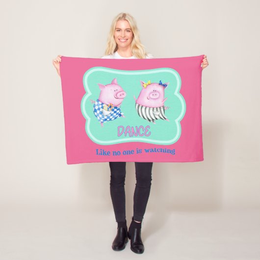 誰も幸せな踊り豚を見ていないようなダンス フリースブランケット (インサイチュ)
