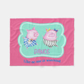 誰も幸せな踊り豚を見ていないようなダンス フリースブランケット (正面(横))