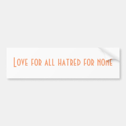 誰も憎まないものへの愛 バンパーステッカー (正面)