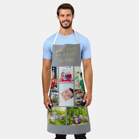 誰も私たちの写真のようにベイクできないママ編集可能8写真 エプロン (着用した状態)