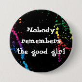 [誰も良い女の子を覚えていない]絵を描（ばちゃばちゃ）跳ねる 缶バッジ (正面)