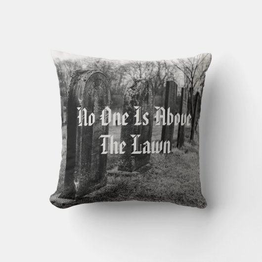 誰も芝生の上に居ない クッション (正面)