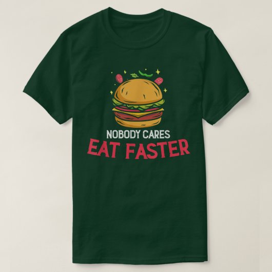 誰も速く食べて、チーズバーガーHamburger Lo Tシャツ (デザイン正面)