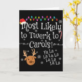 誰よりもクリスマスソングに合わせてお尻を振る人 Fa La La La La 面白い C カード (黄色い花)