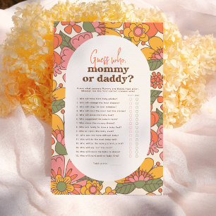 誰を当てる   Groovyレトロ花Boho Baby Shower