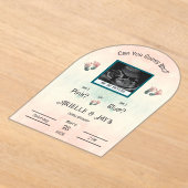 「誰を推測」が超音波ベビーシャワーを明らかにする アクリル招待状 (レイダウン)