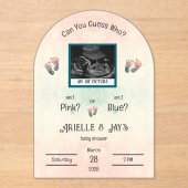 「誰を推測」が超音波ベビーシャワーを明らかにする アクリル招待状 (正面)