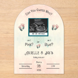 「誰を推測」が超音波ベビーシャワーを明らかにする アクリル招待状