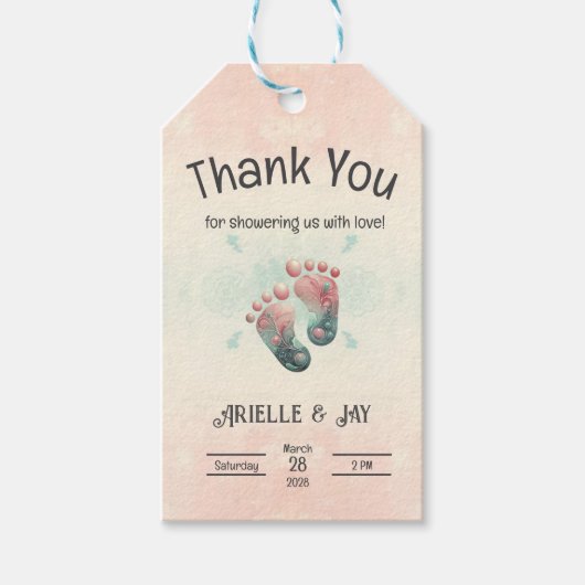 「誰を推測」が超音波ベビーシャワーを明らかにする ギフトタグ (正面)