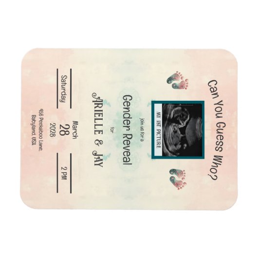 「誰を推測」が超音波ベビーシャワーを明らかにする マグネット (横)