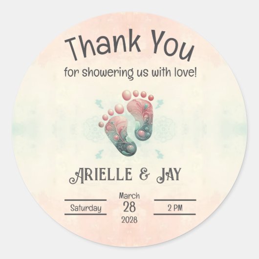 「誰を推測」が超音波ベビーシャワーを明らかにする ラウンドシール (正面)