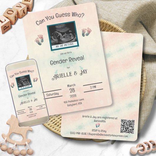 「誰を推測」が超音波ベビーシャワーを明らかにする 招待状